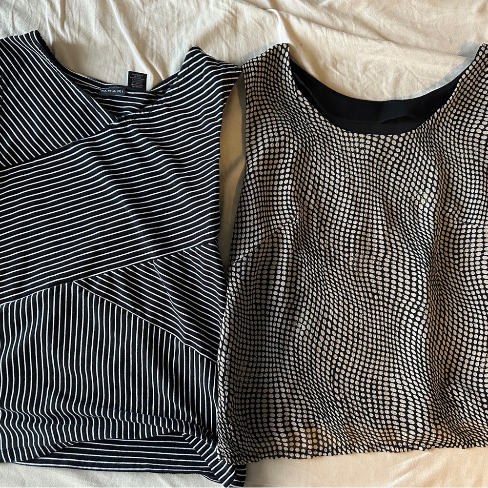 Black and White Striped and Patterned Tops